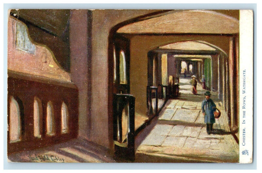 1904 Chester in the Rows Watergate Cheshire England Oilette Tuck Art Postcard