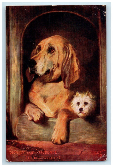 1910 Landseer's Pictures, Dogs, Dignity and Impudence Oilette Tuck Art Postcard