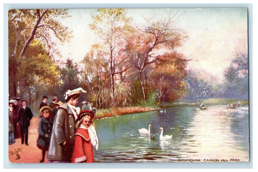 1907 Birmingham Parks, Cannon Hill Park, England Oilette Tuck Art Postcard