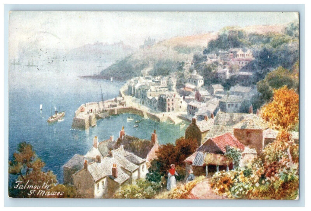 1906 Falmouth St. Mawes Cornwall England Posted Oilette Tuck Art Postcard