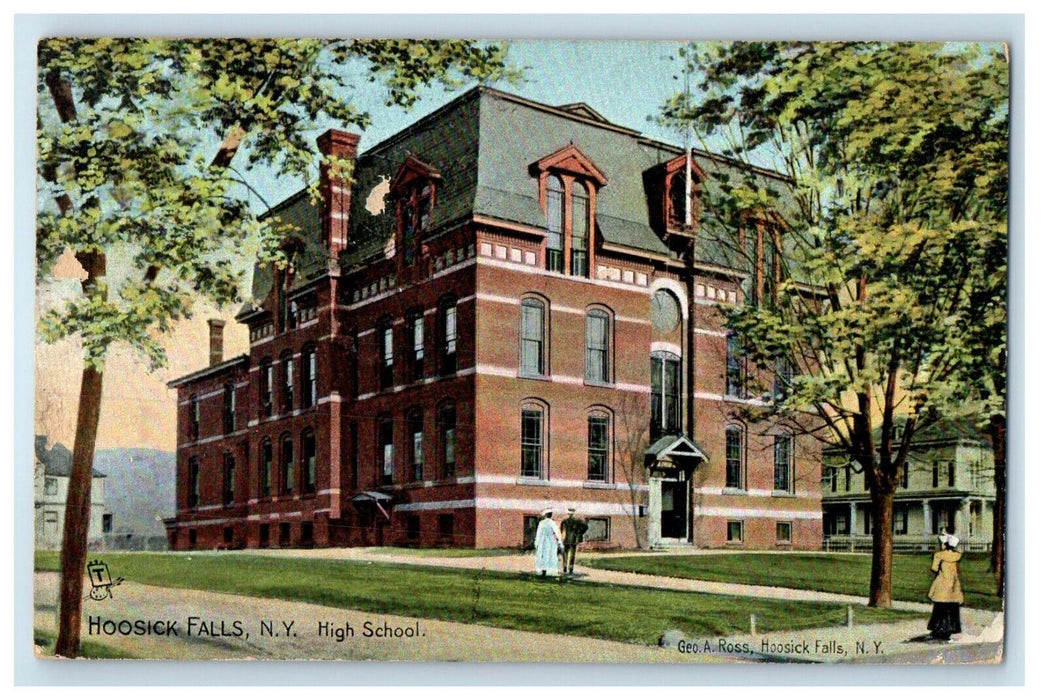 1908 High School, Hoosick Falls New York NY Posted Antique Tuck Art Postcard