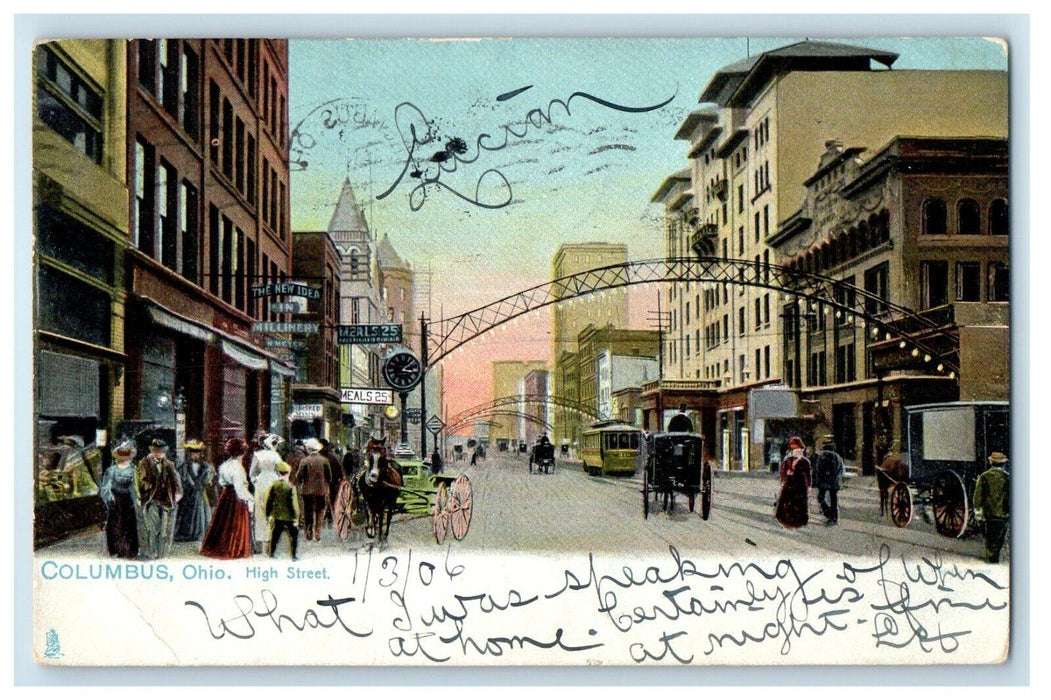 1906 High Street, Columbus Ohio OH Posted Antique Tuck Art Postcard