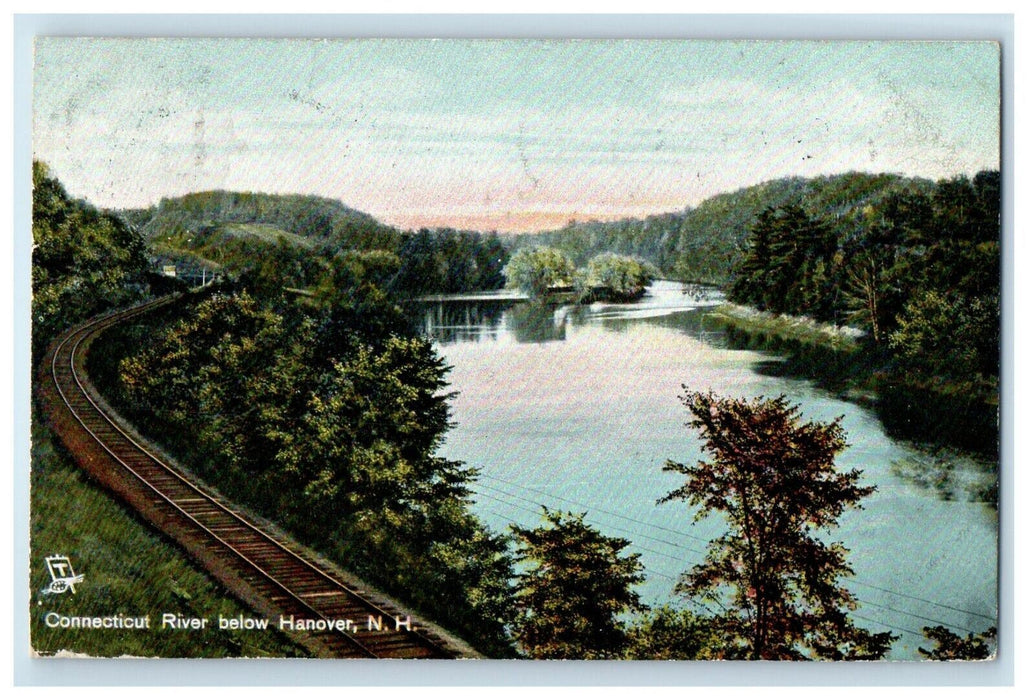 1907 Railway, Connecticut River Below Hanover NH Antique Tuck Art Postcard