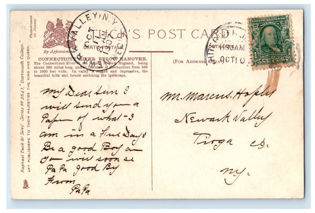 1907 Railway, Connecticut River Below Hanover NH Antique Tuck Art Postcard