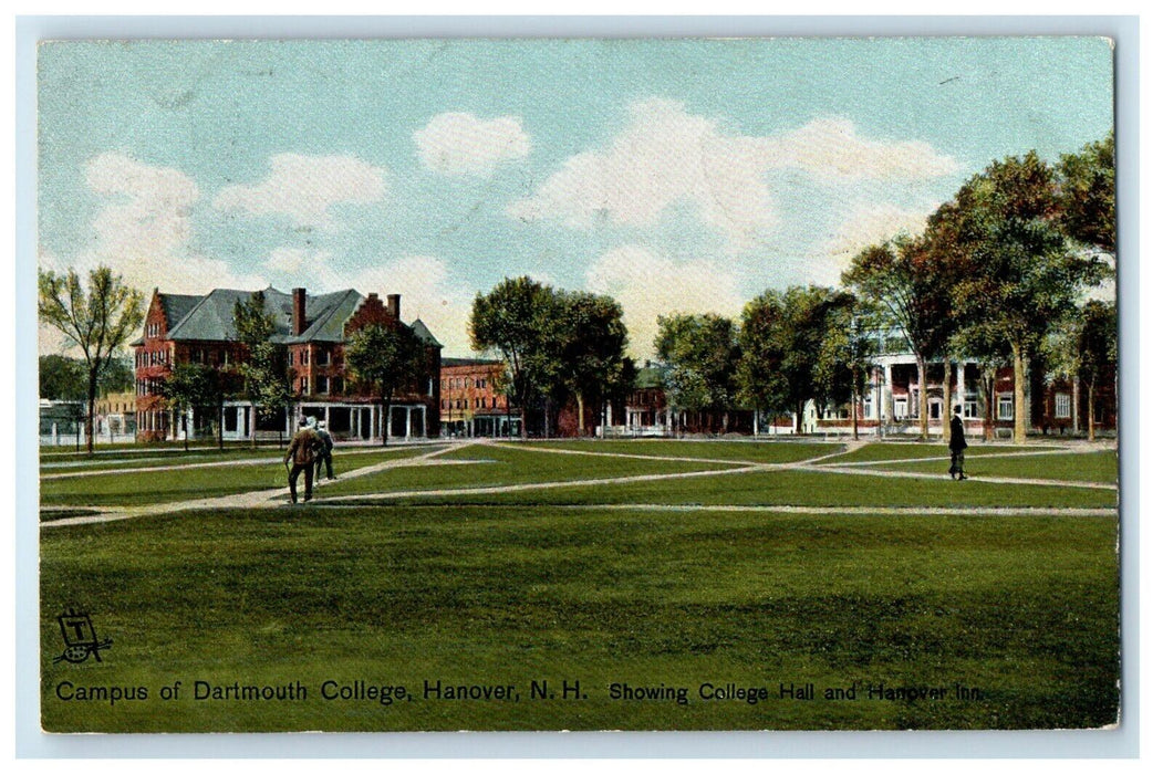 1907 College Hall and Hanover Inn Dartmouth College Hanover NH Tuck Art Postcard