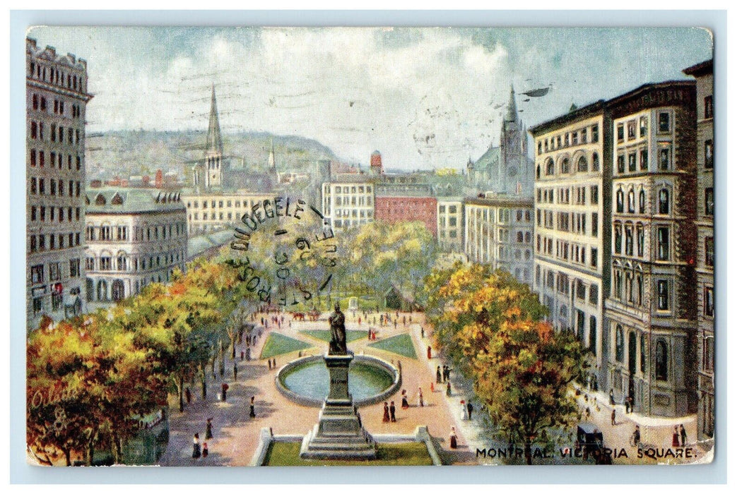 1909 Monument, Montreal Victoria Square Canada Oilette Tuck Art Postcard