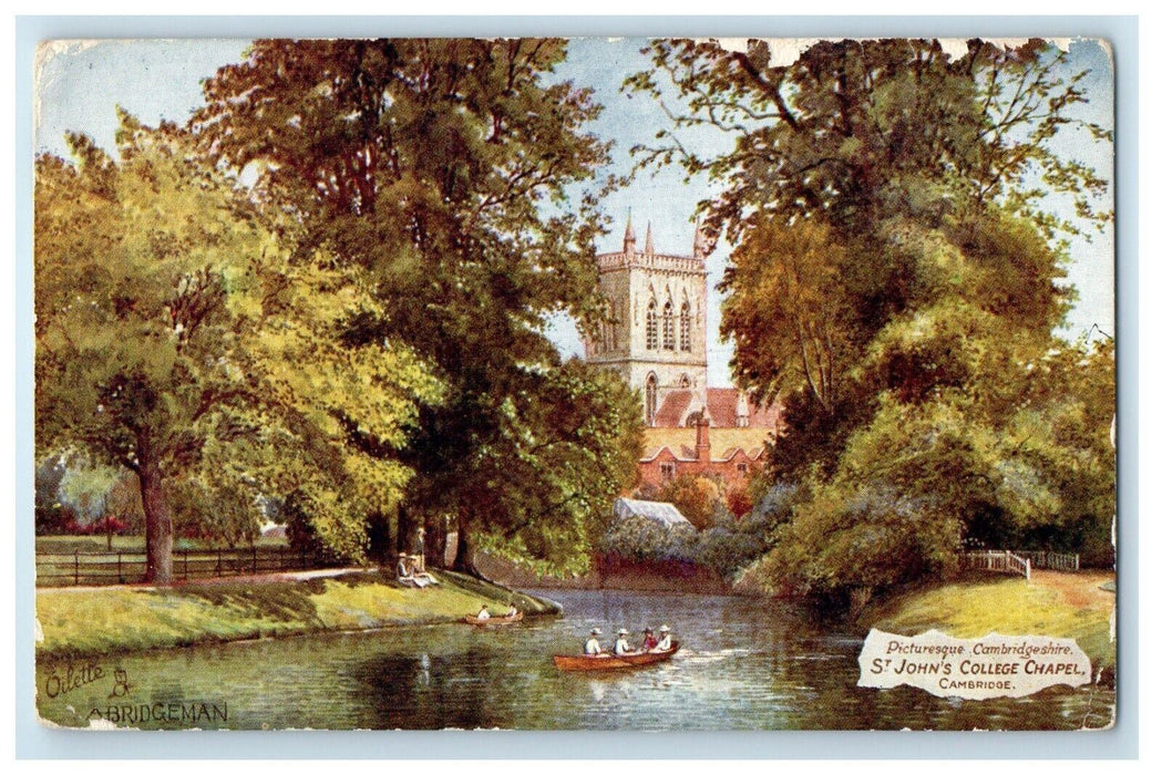 1908 Cambridgeshire St. John College Chapel Cambridge Oilette Tuck Art Postcard