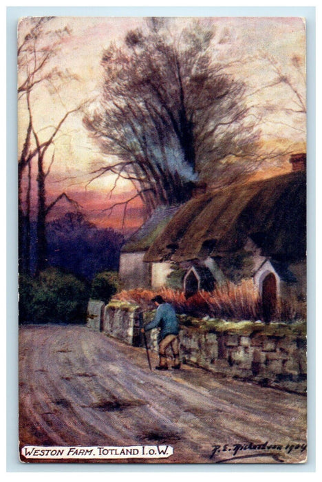 1905 Weston Farm Totland I.O.W. England Posted Oilette Tuck Art Postcard