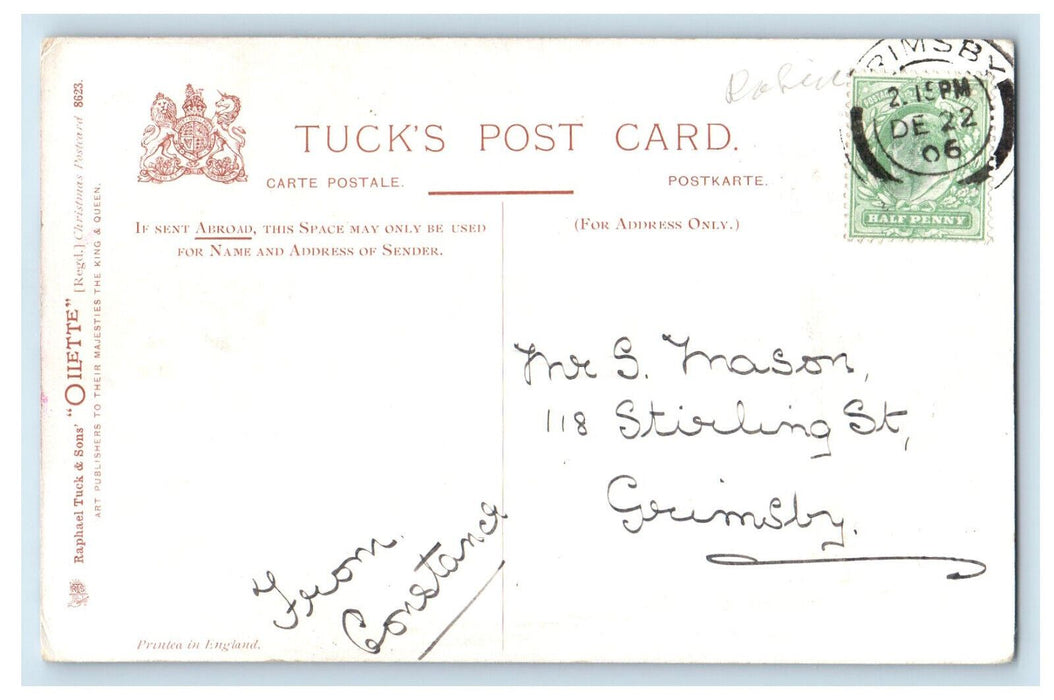 1906 Dog Scene, With Best Christmas Wishes Unposted Oilette Tuck Art Postcard
