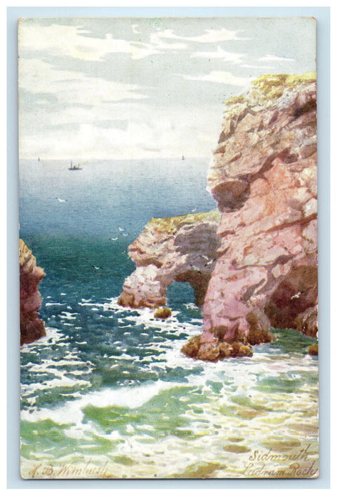 c1910 Sidmouth Ladram Rock Devon England Posted Oilette Tuck Art Postcard