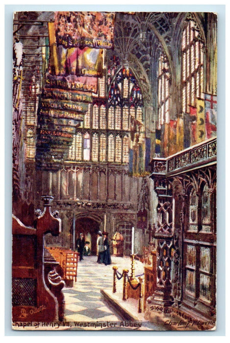 c1910 Chapel of Henry VII Westminster Abbey Oilette Tuck Art Postcard