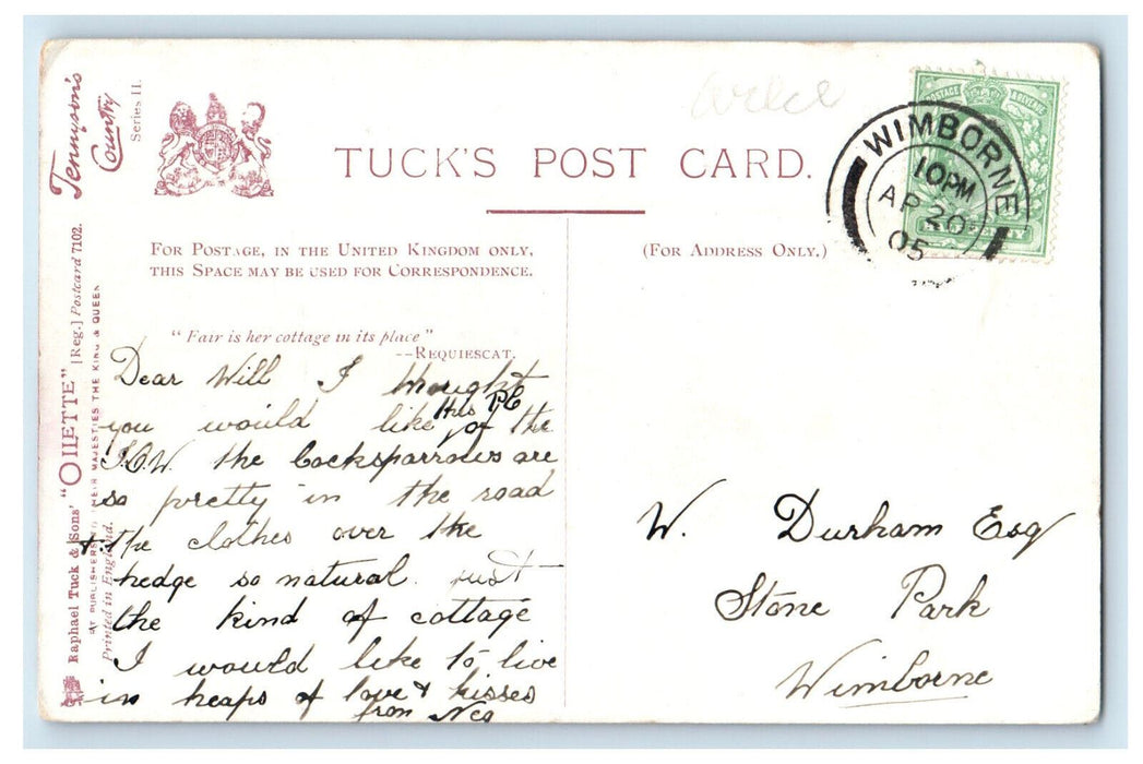 1905 Oak Cottage Freshwater Isle of Wight England Oilette Tuck Art Postcard