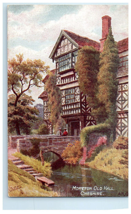 c1910 Moreton Old Hall Cheshire England Moated Halls Oilette Tuck Art Postcard