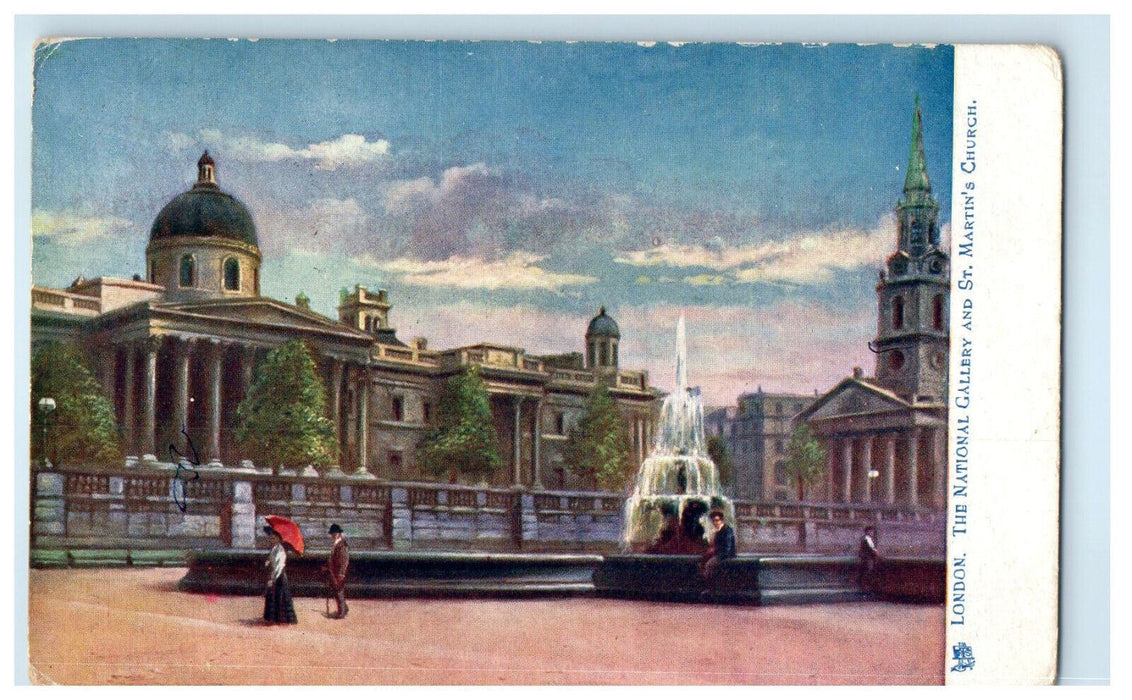 1908 The National Gallery and St. Martin's Church Oilette Tuck Art Postcard