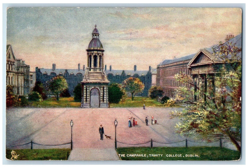 c1910 The Campanile Trinity College Dublin Ireland Oilette Tuck Art Postcard