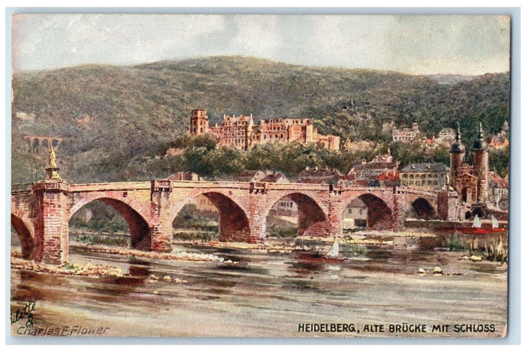 c1910 Heidelberg Alte Brucke Mit Schloss Germany Oilette Tuck Art Postcard