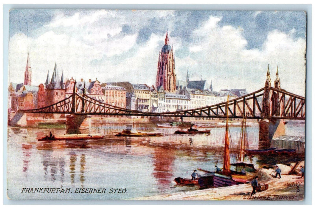 c1910 Frankfurt-AM Eiserner Steg. Germany Unposted Oilette Tuck Art Postcard