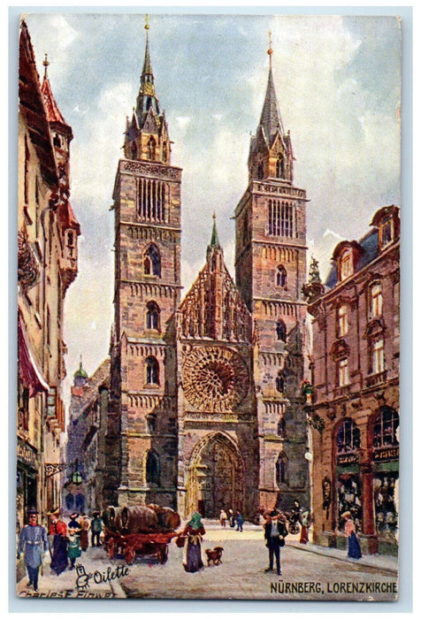 c1910 Nurnberg Lorenzkirche (Nuremberg Lorenz Church) Oilette Tuck Art  Postcard