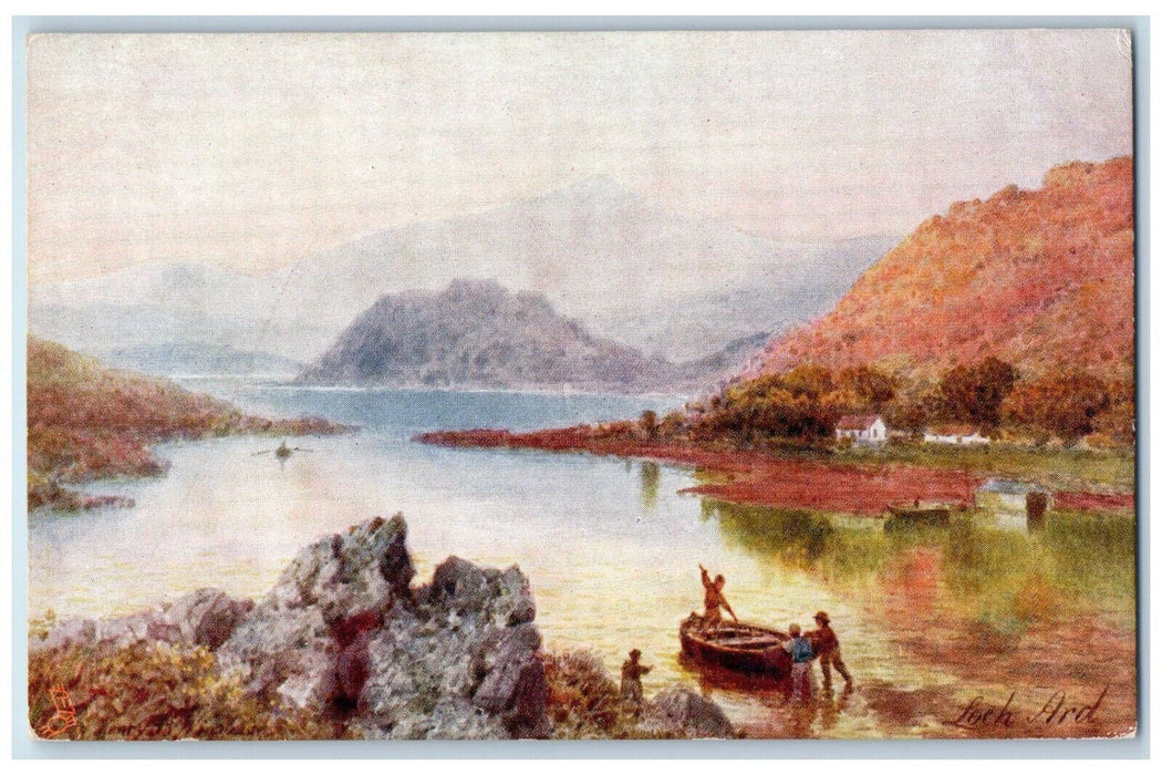 c1910 Boat, Loch Ard Picturesque Lochs of Scotland Aquarette Art Tuck Postcard