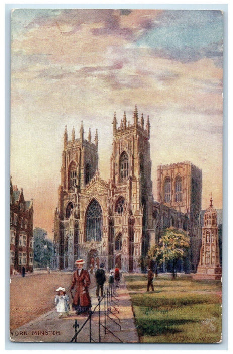 c1910 Series V York Minster, Cathedral of England, Oilette Tuck Art Postcard