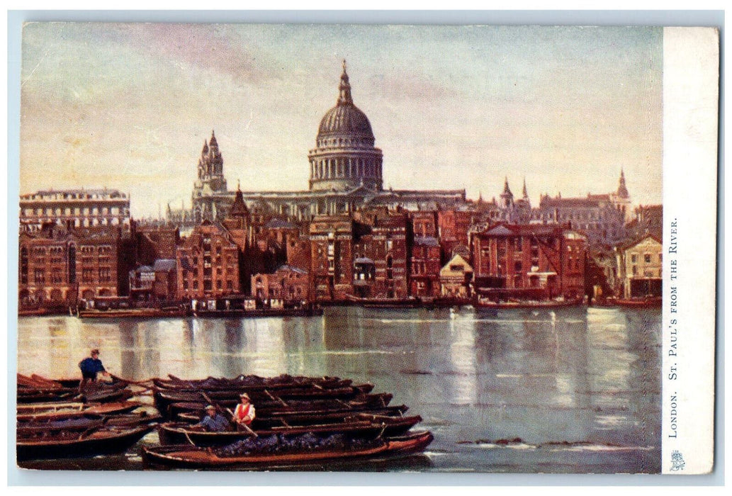 c1910 St. Paul's From The River London England Oilette Art Tuck Postcard