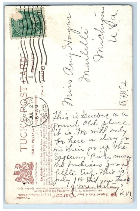 1908 Cottage Near Sea The Citadel Quebec Canada Oilette Tuck Art Postcard