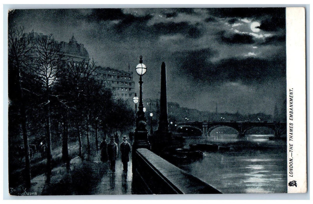 1905 The Thames Embankment, London England Posted Oilette Art Tuck Postcard