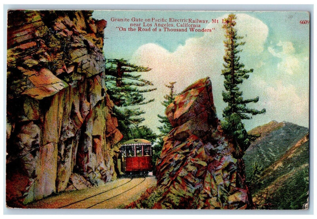 c1910 Granite Gate Pacific Electric Railway Road Wonders Mt Lowe LA CA Postcard