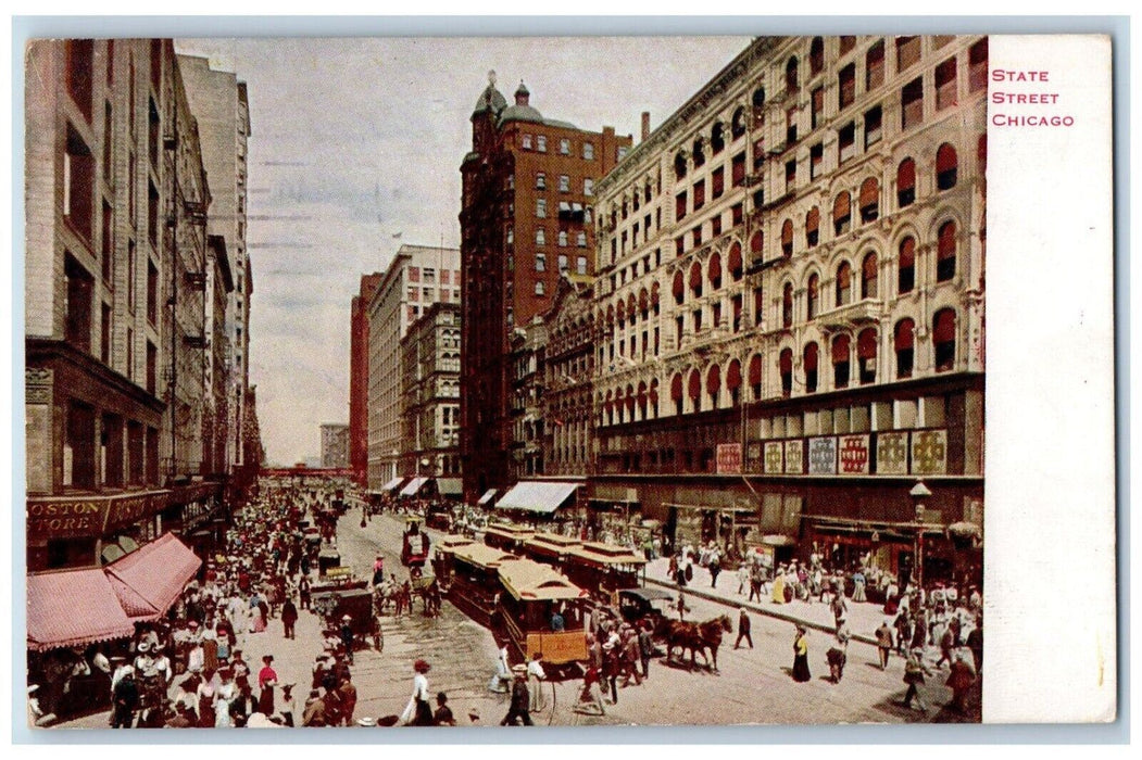 1910 State Street Streetcar Chicago Vintage Posted VO Mammon Publishing Postcard