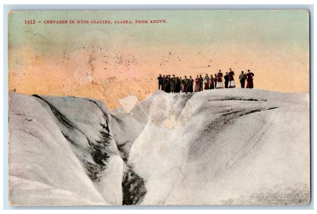 1910 Crevasse Muir Glacier Alaska From Above Vintage Posted Antique Postcard
