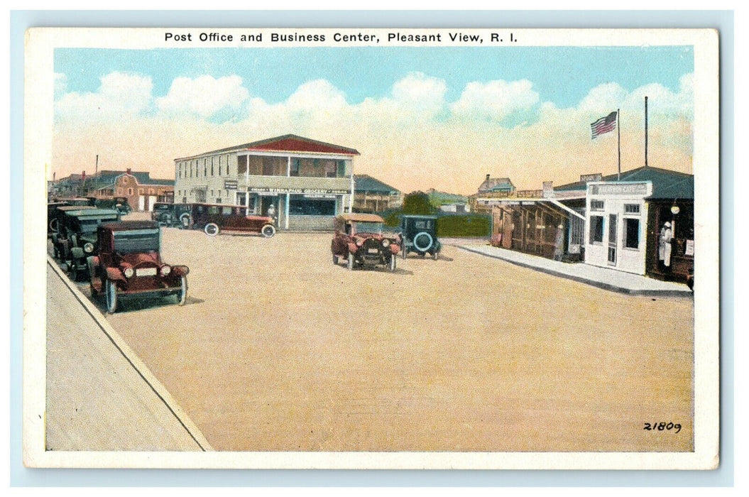 1913 Post Office and Business Center, Pleasant View, Rhode Island, RI Postcard