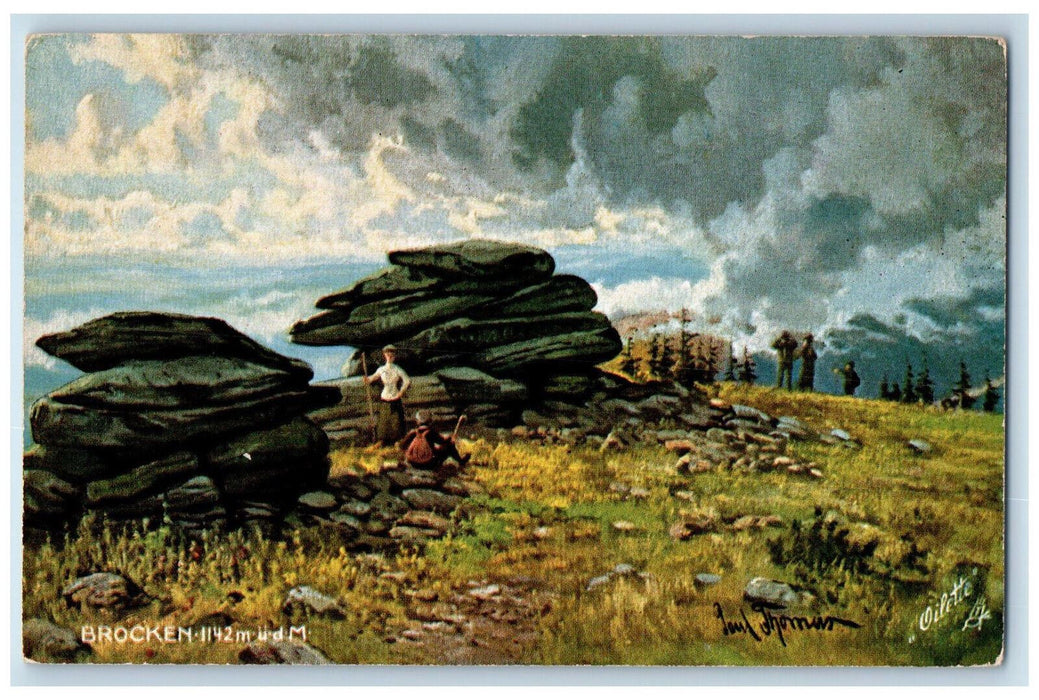 c1910 Viewing Scene, Brocken Peak Germany Unposted Oilette Tuck Art Postcard