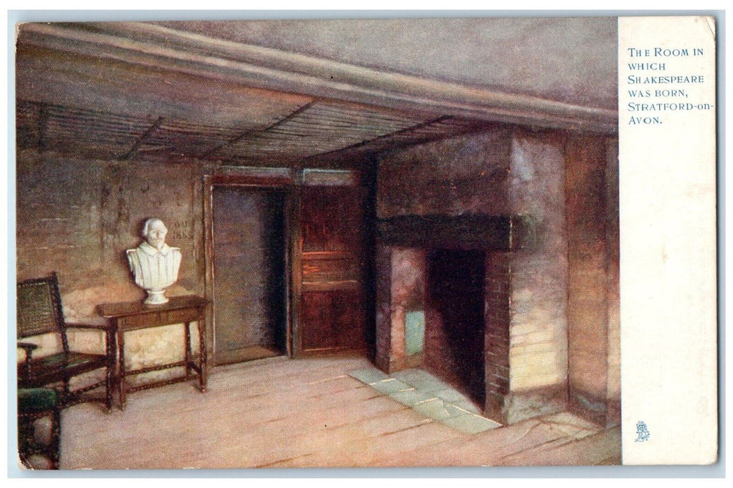 c1910 Room Where Shakespear was Born Stratford on Avon Oilette Tuck Art Postcard