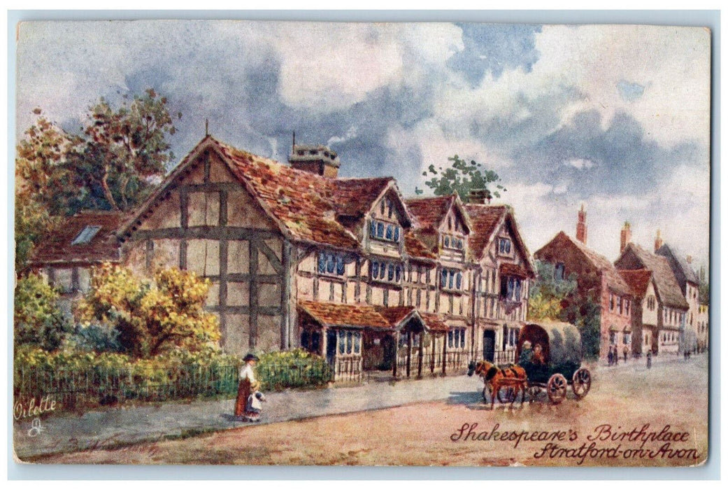 c1910 Shakespeare's Birthplace Stratford On Avon Oilette Tuck Art Postcard