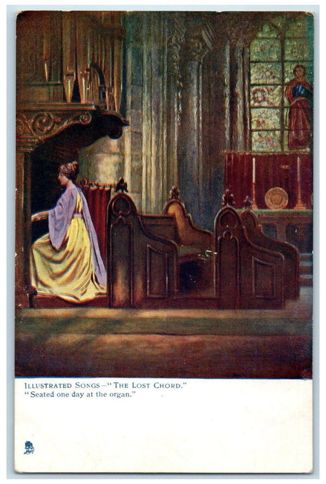 c1910 Illustrated Songs "The Lost Chord" Unposted Oilette Tuck Art Postcard