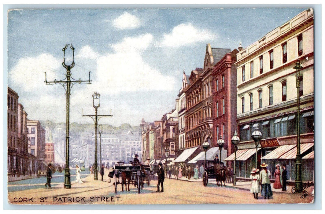 c1910 Business Section Cork Saint Patrick Street Oilette Tuck Art Postcard