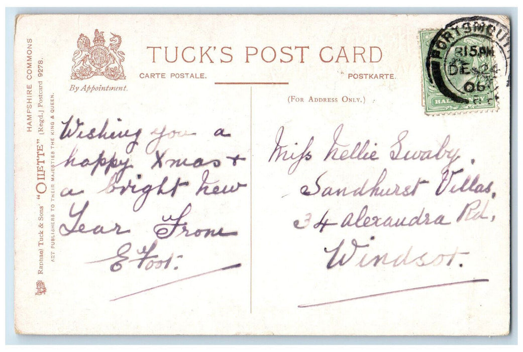 1906 With Hearty Christmas Greeting The Old Oak Oilette Tuck Art Postcard