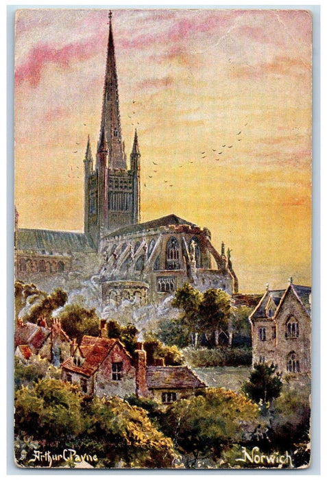 1949 Norwich Arthur C. Payne English Cathedrals Oilette Tuck Art Postcard