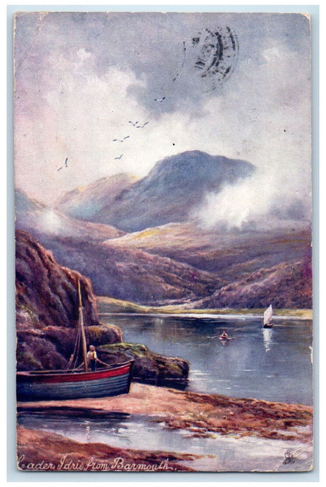 1905 Boat Scene Cader Idris From Barmouth Oilette Tuck Art Postcard