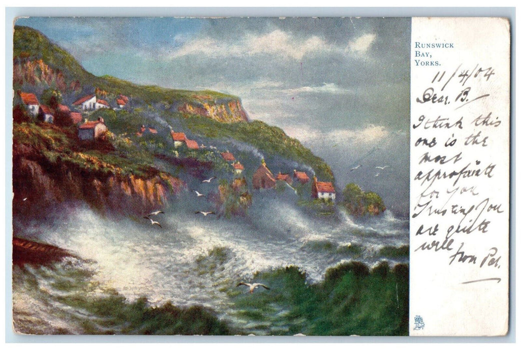 1904 Runswick Bay Yorks England Posted Antique Oilette Tuck Art Postcard