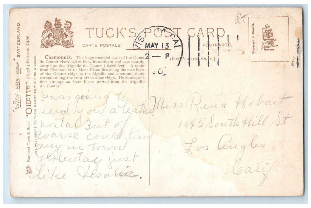 c1910 Chamounix La Dome Du Goute Switzerland Posted Oilette Art Tuck Postcard