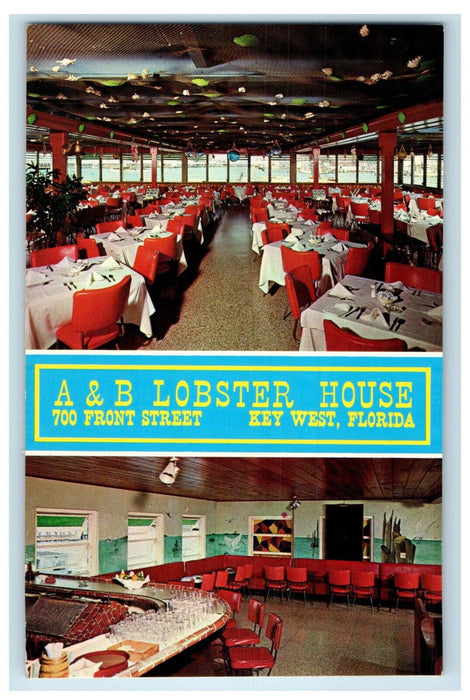 c1950's Dining, Multiview, A & B Lobster House Key West Florida FL Postcard