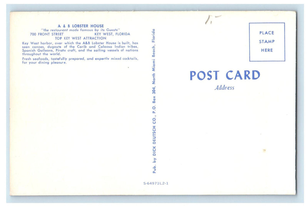 c1950's Dining, Multiview, A & B Lobster House Key West Florida FL Postcard