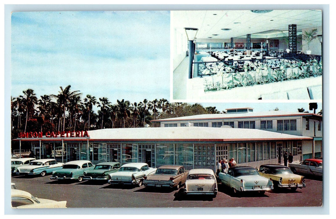 c1950's Edison Cafeteria Lamplighter Restaurant & Lounge Fort Myers FL Postcard