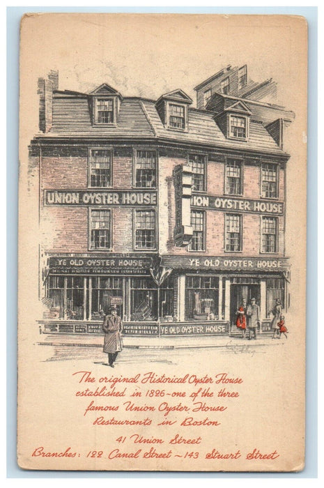 Union Oyster House Restaurant In Boston Massachusetts MA Vintage Postcard