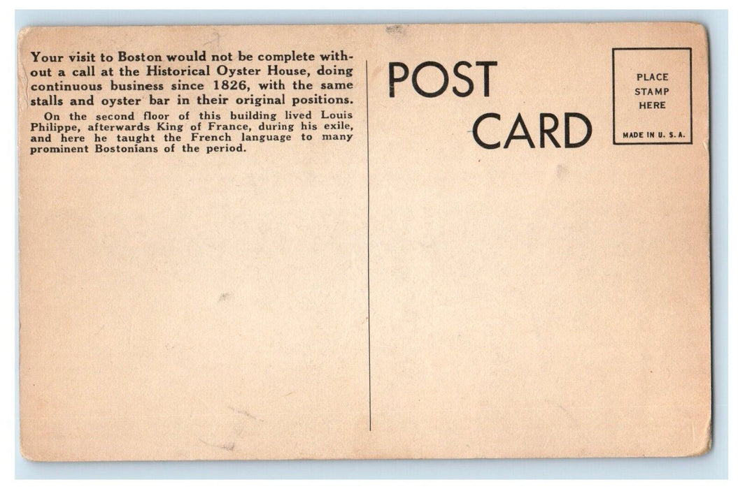 Union Oyster House Restaurant In Boston Massachusetts MA Vintage Postcard