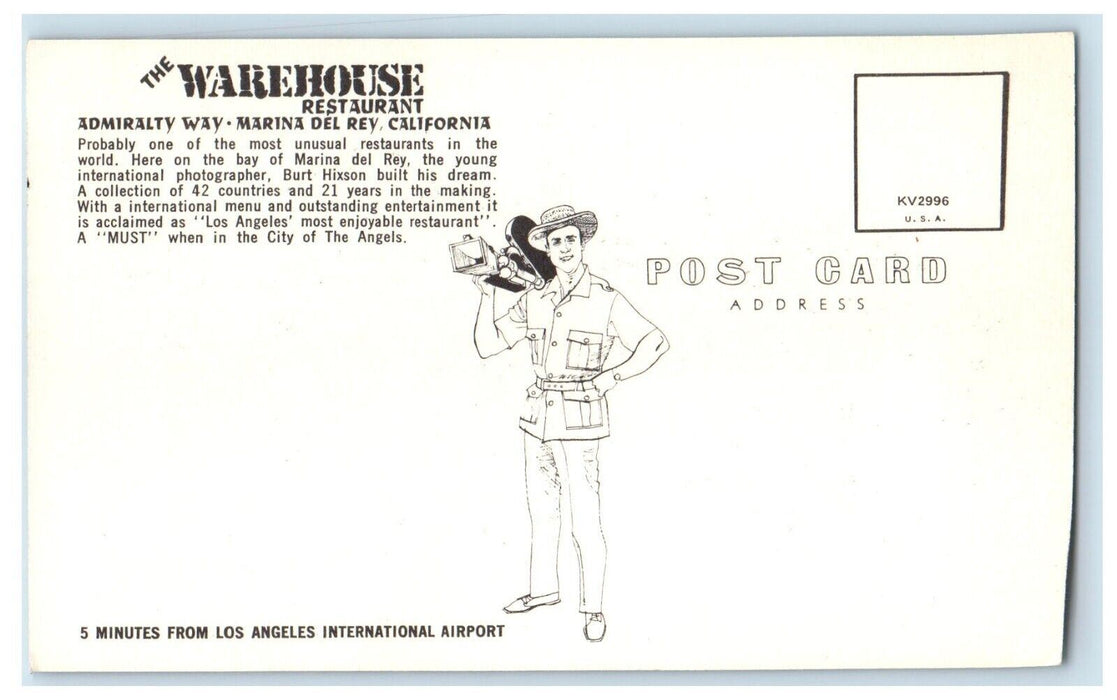 c1960's Warehouse Restaurant Marina Del Rey California Los Angeles CA Postcard