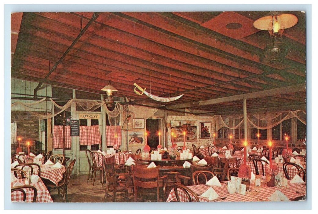 1967 The Buccaneer Room interior Pirate House Savanna Georgia GA Posted Postcard