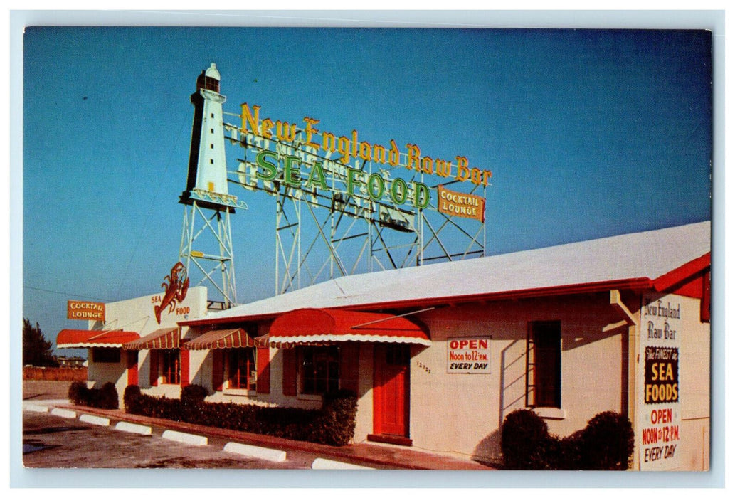 c1950's New England Raw Bar and Sea Food House, Miami Florida FL Postcard