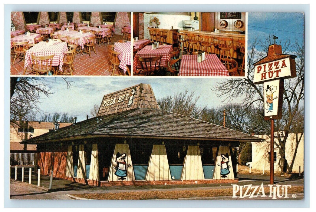 Pizza Hut And Dining Room Street View Wichita Kansas KS, Multiview Postcard